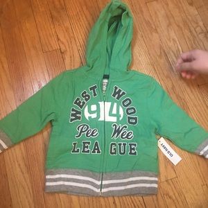 Green hoodie, size 12-18 months
